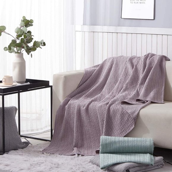 Bedding Luxury King Size Waffle Weave Cotton Blanket Gray Poshmark